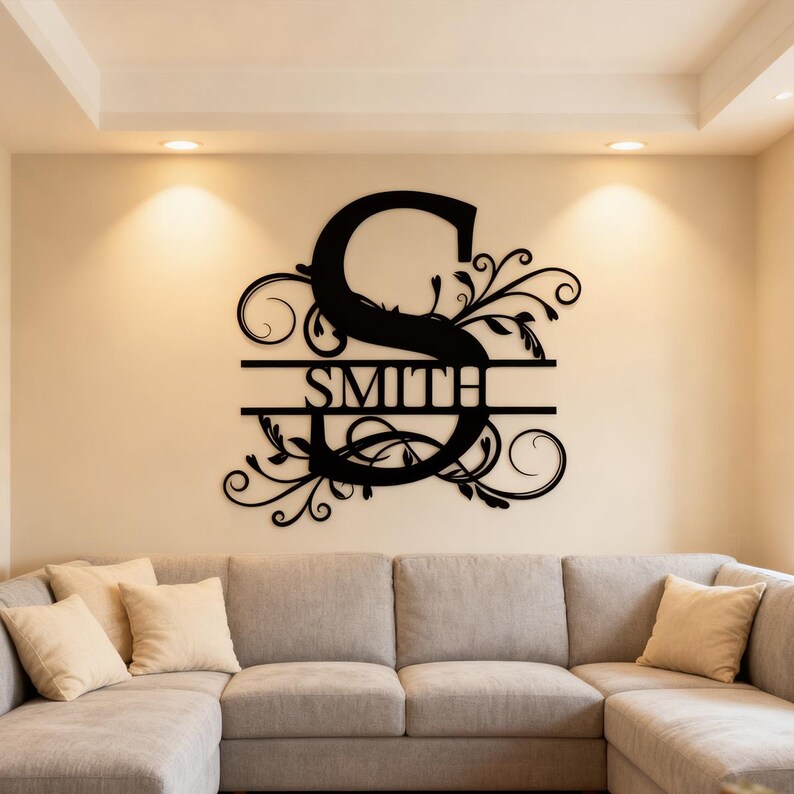 Personalized Metal Monogram Signa, Custom Family Last Name Wall Art ...