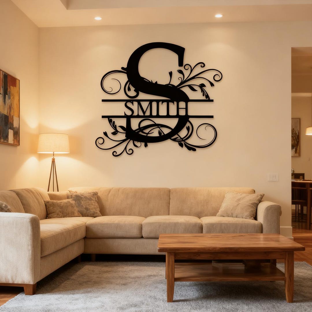 Personalized Metal Monogram Signa, Custom Family Last Name Wall Art ...