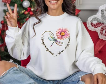 Dragonfly Floral Sweatshirt, Boho Dragonfly Hoodie, Nature Lover Crewneck