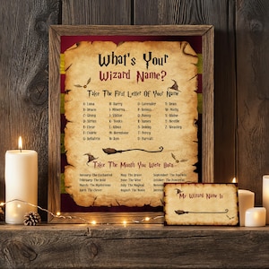 What&#39;s Your Wizard Name Game, Fun Name Generator, Birthday Printable Game, Kids Wizard Party Favor, Wizard Party Activity, Instant Download
