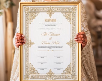 Luxury Nikkah Certificate, Islamic Wedding Contract Template, Editable Nikkah Certificate, Digital Nikkah Contract, Gold Islamic Nikah Nama