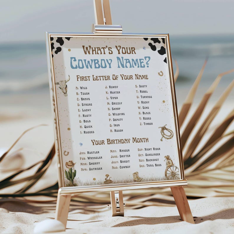 What's Your Cowboy Name Game Wild West Birthday Party Activity Cowboy ...