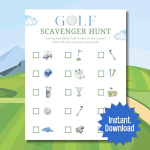 Golf Scavenger Hunt Game Instant Download, Fun Golf Party Game, Scavenger Hunt Checklist Activity, Kids Treasure Hunt, Birthday Retirement