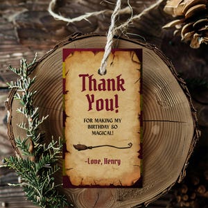 Editable Wizard Birthday Thank You Favor Tag, Magical Birthday Thank You Card, Wizardry Birthday Party Label, Kids Gift Tag Instant Download