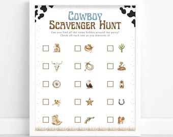 Juego de búsqueda del tesoro de vaqueros, divertido juego de fiesta del lejano oeste, actividad de cumpleaños de búsqueda del tesoro de rodeo, búsqueda del tesoro para niños (imprimible, descarga instantánea)