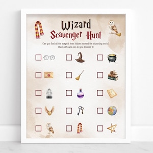 Wizard Scavenger Hunt Game, Fun Magical Wizard Party Game, Scavenger Hunt Checklist Birthday Activity, Kids Treasure Hunt, Instant Printable
