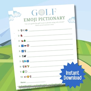 Golf Emoji Pictionary Game, Printable Golf Party Games, Masters Golf Tournament Games for Kids & Adults, Golf Birthday Retirement Activities