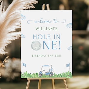 Hole In One Birthday Welcome Sign, Golf First Birthday Welcome Poster, Hole In One Decor, Golf Birthday Party Decoration, Instant Download