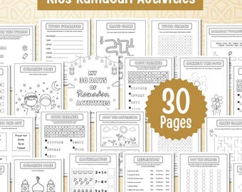 Ramadan Activity Book Printable, 30 Islamic Kids Activities, Preschool Ramadan Activity, Islamic Coloring Pages, Muslims Fun Activity Pages