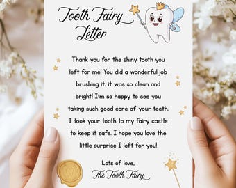 Carta del Hada de los Dientes, Nota del Hada de los Dientes, Certificado del primer Hada de los Dientes, Recibo del Hada de los Dientes perdido, Regalo del Hada de los Dientes, Descarga digital imprimible