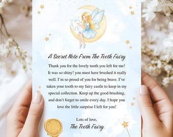 Carta del Hada de los Dientes, Nota del Hada de los Dientes, Certificado del primer Hada de los Dientes, Recibo del Hada de los Dientes perdido, Regalo del Hada de los Dientes, Descarga digital imprimible