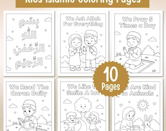 Islamic Coloring Pages, Preschool Islamic Kids Ramadan Activity, Easy Kids Coloring Printable, Educational Muslim Manners Coloring Pages