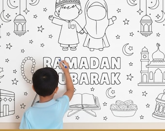 Ramadan Coloring Poster, Giant Ramadan Mubarak Coloring Sheet, Printable Ramadan Coloring Page, Ramadan Kids Activity, Ramadan Coloring Book