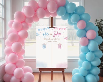 He or She What Will Baby Be | Gender Reveal Cast Your Vote Game | Baby Gender Guessing | Girl or Boy Vote Sign Board | Pink Blue Template