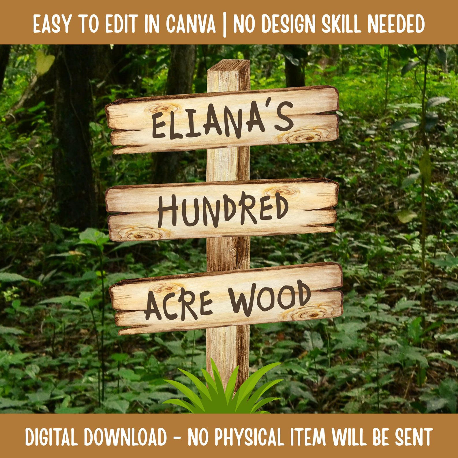 Editable Directional Signs Hundred Acre Wood Signage Classic Pooh Bear ...