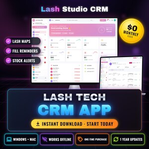 App CRM per lash artist, strumento di monitoraggio clienti, promemoria prenotazioni e ritocchi (PC Windows)
