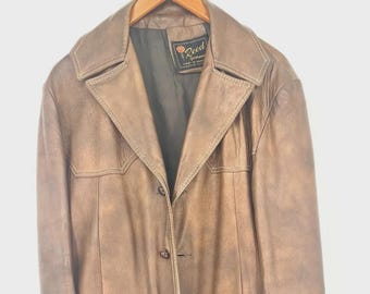 Vintage jaren 60 70's Reed Sportswear leren jas bruine jas heren gemaakt in de VS