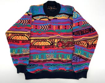 Vintage Coogi 3D Knit Cardigan Sweater Multicolor Mercerized