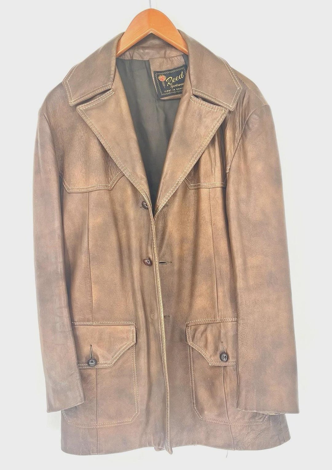 ▪️70’s【REED】 LEATHER JACKET Vintage 60's 70's Reed Sportswear Leather Jacket Brown Coat