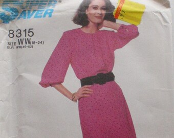 Simplicity 8315 Super Saver geplooide rokjurkpatroon verstelbaar voor Miss Petite - maten 18 - 24, borstomvang 40 - 46 - ongesneden