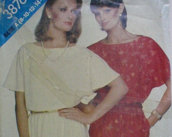 Sizes 8 - 18, Bust 31 1/2 - 40 Sewing Pattern Suitable for Border Prints - Flutter Sleeve Dress - See and Sew Butterick 3876 - Uncut