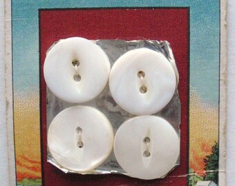 SALE - Vintage Button Card - 3/4 Inch Wisconsin Pearl Buttons - Card of Four