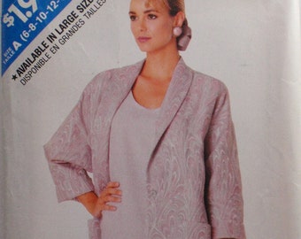 Misses Unlined Shawl Collar Jacket and Straight Pullover Dress Pattern - See and Sew Butterick 5974 - Sizes 6 - 14, Bust 30 1/2 - 36 - Uncut