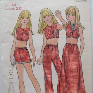 Butterick 6274 Sewing Pattern - Girls Cropped Top, Skirt, Pants and Shorts - Size 14, Breast 32 - Uncut