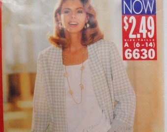 Sizes 6-8 Unlined Jacket, Wide Leg Shorts and Pullover Top - See and Sew Butterick 6630 - Bust 30 1/2 - 31 1/2