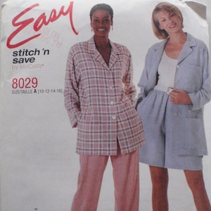 Easy Stitch &#39;N Save Sewing Pattern - Unlined Jacket, Pull-On Pants and Pull-On Shorts - McCalls 8029 - Sizes 10-16, Bust 32 1/2 - 38 - Uncut