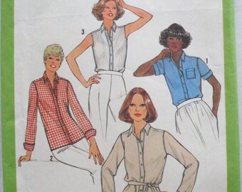 Misses Classic Front Button Shirt in Two Lengths and Tie Belt - Simplicity 8861 Sewing Pattern - Size 16, Bust 38