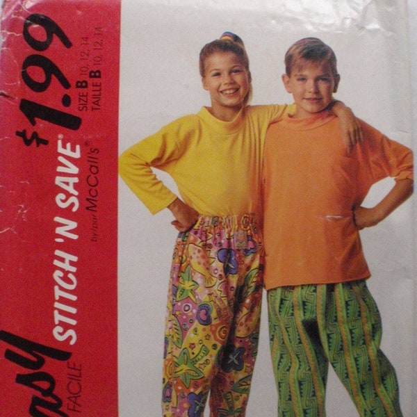 SALE - Boys and Girls Stretch Knit Mock Turtleneck Top, Pull On Pants Pattern - McCalls 5785 - Sizes 10-12 -14, Breast/Chest 28-32 - Uncut