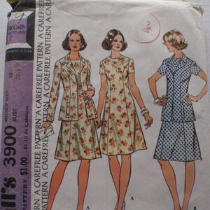 Vintage McCalls 3900 - Princess Seam Dress and Jacket Sewing Pattern - Size 10, Bust 32 1/2