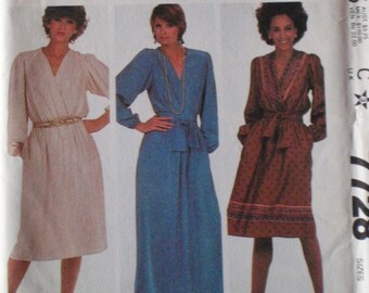 McCalls 7728 Make It Tonight Pullover V-Neck Dress Sewing Pattern - Size 6-8-10 - Bust 30 1/2 - 32 1/2 - Uncut