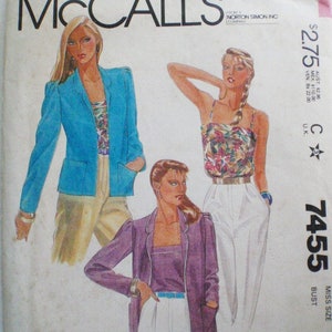 May include: Vintage McCall's sewing pattern featuring illustrations of women's fashion. The pattern includes a blue blazer, a floral top, and a purple jacket. The pattern is labeled "MADE-FOR-YOU" and includes bust size information.