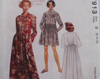Molde para vestido folgado fácil de costurar, tamanhos 8-10-12 - McCalls 7913 - Busto 31 1/2 - 34 - Sem cortes