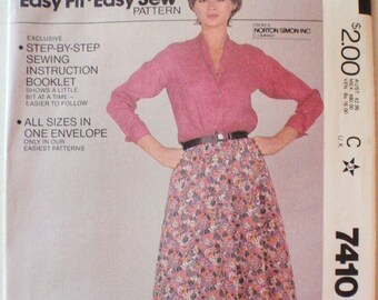 SALE - Misses Sewing Pattern - Easy Fit Easy Sew Skirt - McCalls 7410 - Sizes P-S-M-L (6 - 20), Waist 23 - 34 - Uncut