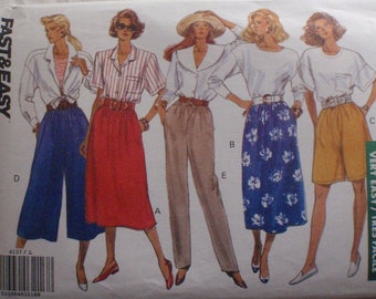 Very Easy Misses/Miss Petite Skirt, Shorts, Culottes and Pants Sewing Pattern - Butterick 4137 - Sizes L-XL (16-22), Waist 30-37 - Uncut