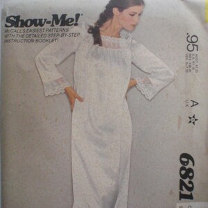 Sizes 6-8-10 Misses Nightgown Sewing Pattern - McCalls 6821 - Bust 30 1/2 - 32 1/2 - Uncut