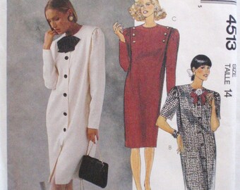 SALE - McCalls 4513 - Straight Fitting Dress Sewing Pattern - Size 14, Bust 36