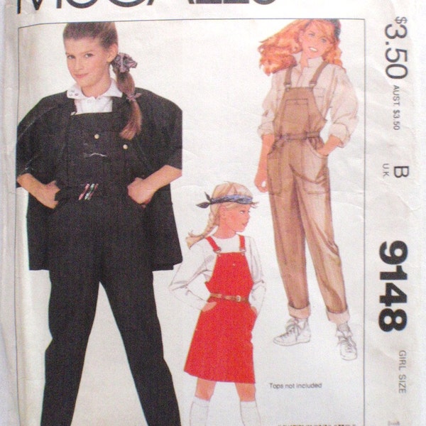 SALE - McCalls 9148 - Girls Sewing Pattern - Jacket, Jumper, Overalls and Belt - Size 14, Breast 32 - Uncut