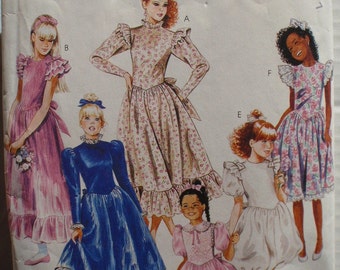 SALE - Girls Dress With Shaped Waistline and Attached Petticoat - 1980s Sewing Pattern - McCalls 3391 - Size 7, Breast 26