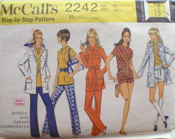 McCalls 2242 - 1960s Sewing Pattern - Lined Jacket, Top, Pants and Shorts - Size 10, Bust 32 1/2