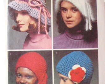 SALE - Crochet Instructions for Misses Set of Hats - Simplicity 5284