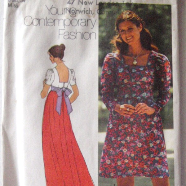 Vintage 1970's Sewing Pattern - Young Contemporary Dress - Simplicity 5469 - Size 12, Bust 34, Uncut