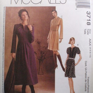 Sizes 4-6-8-10 Misses/Miss Petite Princess Seam Dress Pattern - McCalls 3718 - Bust 29 1/2-32 1/2 - Uncut