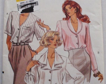 Blouse met knoopsluiting en kraagopties - Very Easy Very Vogue 7674 Naaipatroon - maat 6-8-10, borstomvang: 30 1/2 - 32 1/2 - ongesneden