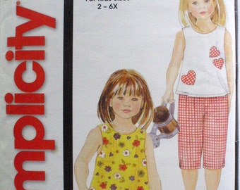 Little Girls Pullover Top, Capri Pants and Shorts Sewing Pattern - Simplicity 7142 - Sizes 2-6X, Breast 21 - 25 1/2