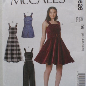 McCalls 7626 - Dress, Belt, Romper and Jumpsuit Pattern - Sizes 12 - 20, Bust 34 - 42 - Uncut