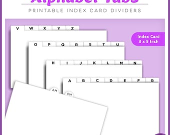 Alphabet Index Card Tabbed Dividers - Print and Cut - A to Z